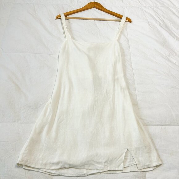 Showpo White Linen Blend Tie Back Sleeveless Mini Dress Size AU 12 / US 8 - Picture 4 of 8